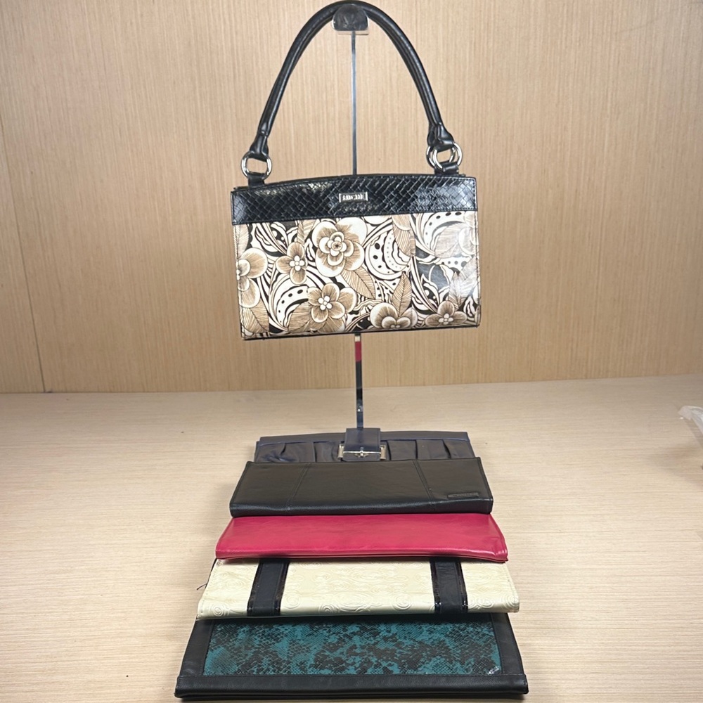 Miche Black and Cream Floral Shoulder Bag with extra skins